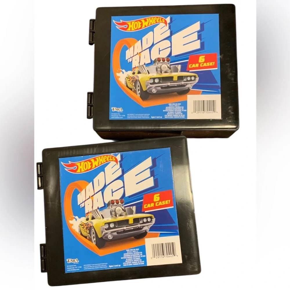 Hot Wheels Two 6-Car Carrying Cases Black Plastic‎ Durable Storage Box